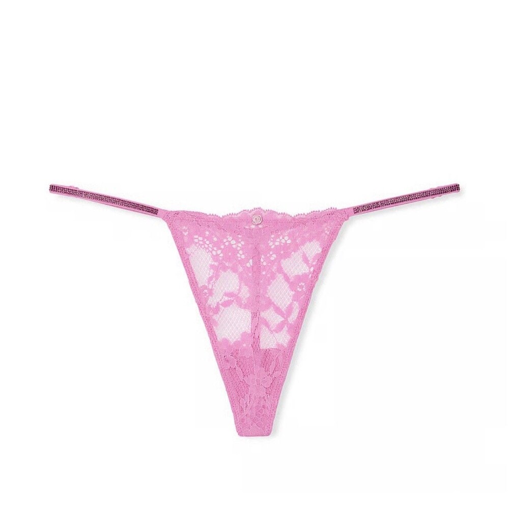 Victoria's Secret Dream Angels New Peony Pink V String Twinkle Thong Size XL